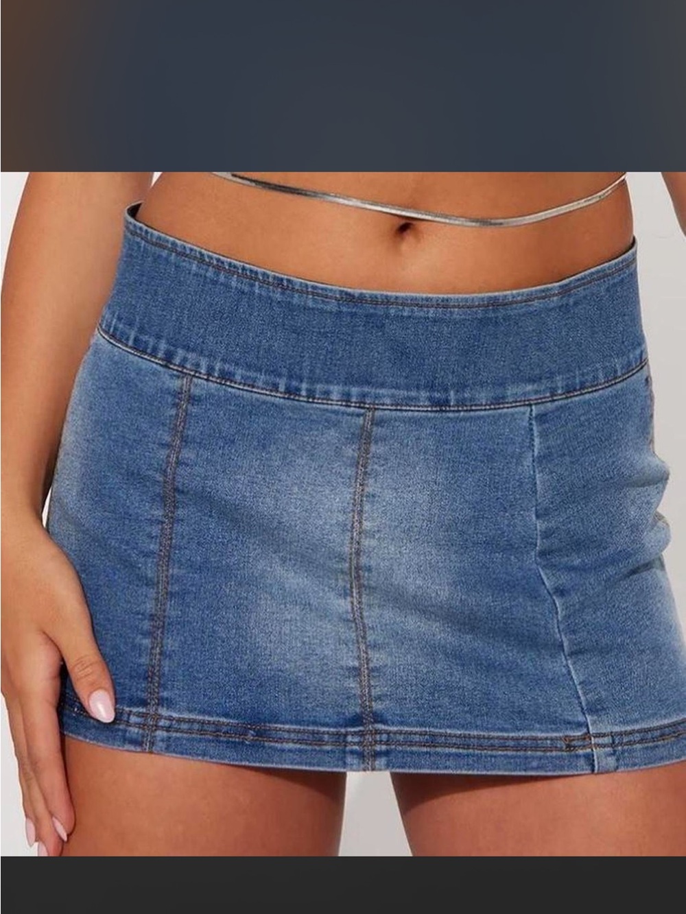 Fashion Nova Faded Blue Denim Mini Skirt